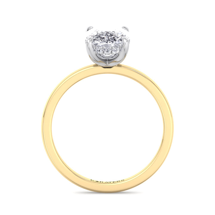 Kalui-Two Tone Elongated Cushion Cut Solitaire Lab, Yellow  Diamond Ring, Profile