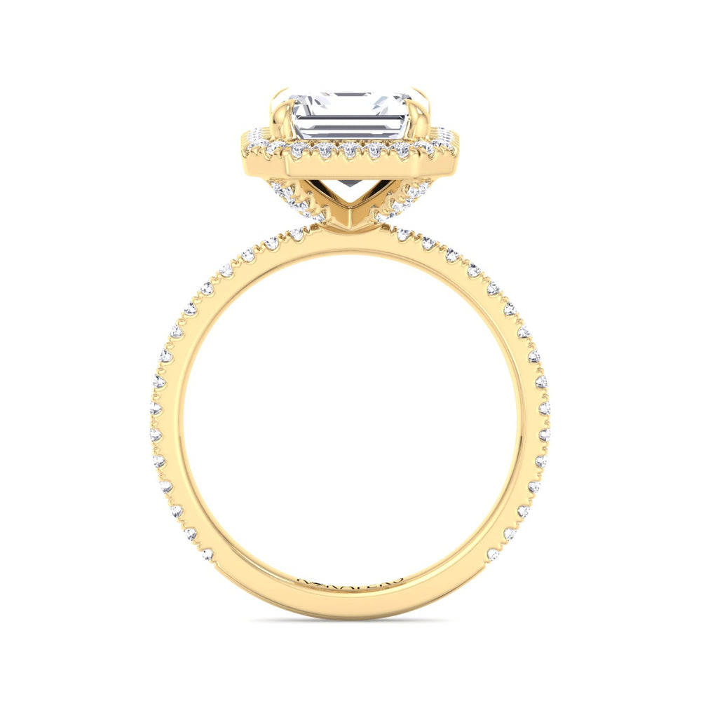 Kastanie - Asscher Cut Lab Diamond Engagement Ring Halo Yellow