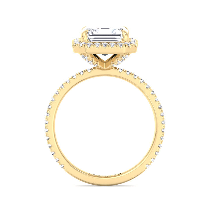 Kastanie - Asscher Cut Lab Diamond Engagement Ring Halo Yellow