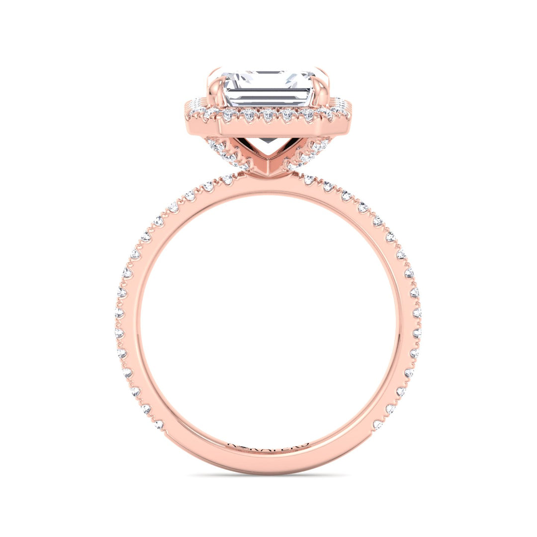 Kastanie - Asscher Lab Diamond Engagement Ring Halo Rose Gold