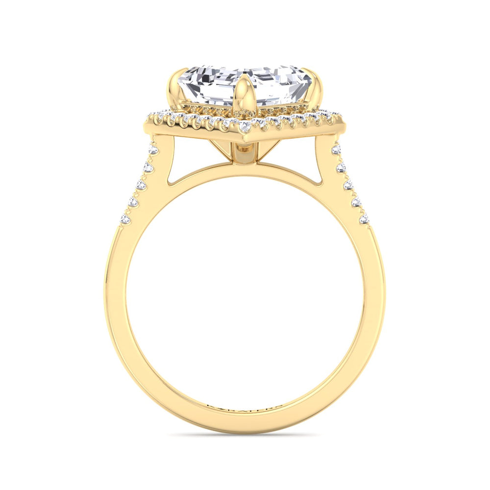 Kohle - Asscher Cut Lab Grown Diamond Ring Halo Yellow 