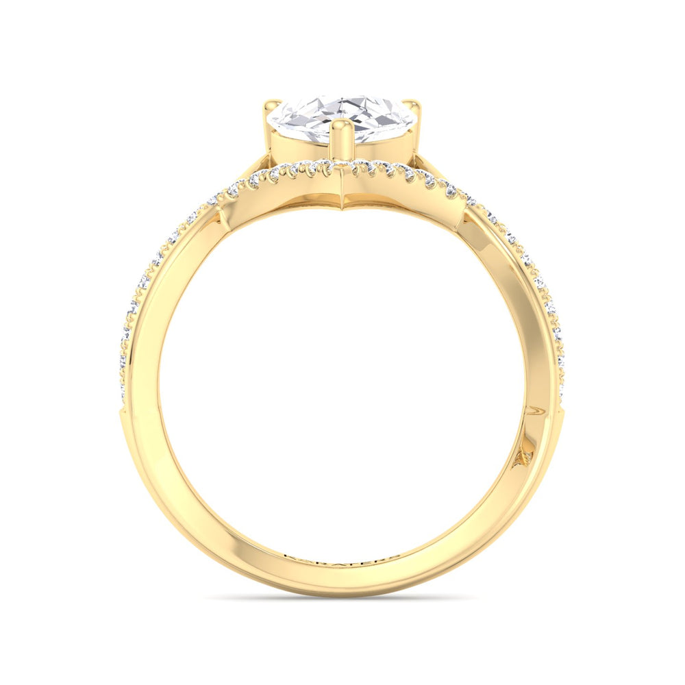 Lamina-Pear Shaped Cut Lab Yellow Diamond Engagement Ring, Profile