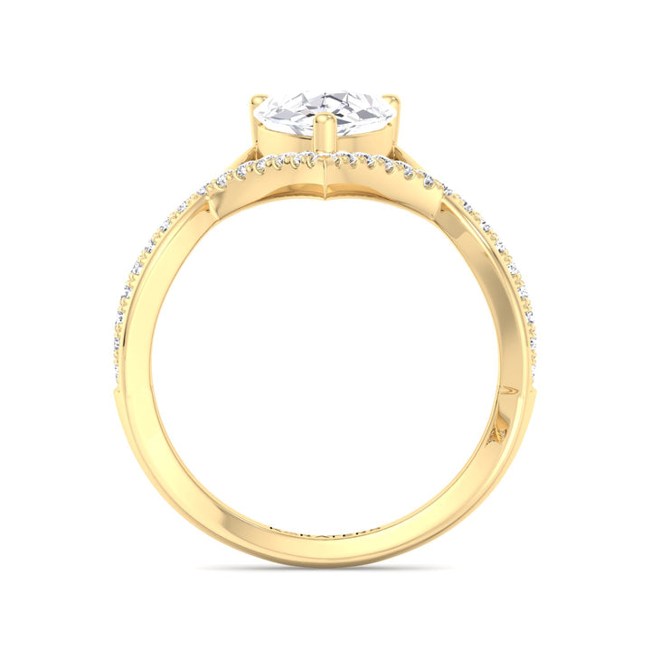 Lamina-Pear Shaped Cut Lab Yellow Diamond Engagement Ring, Profile