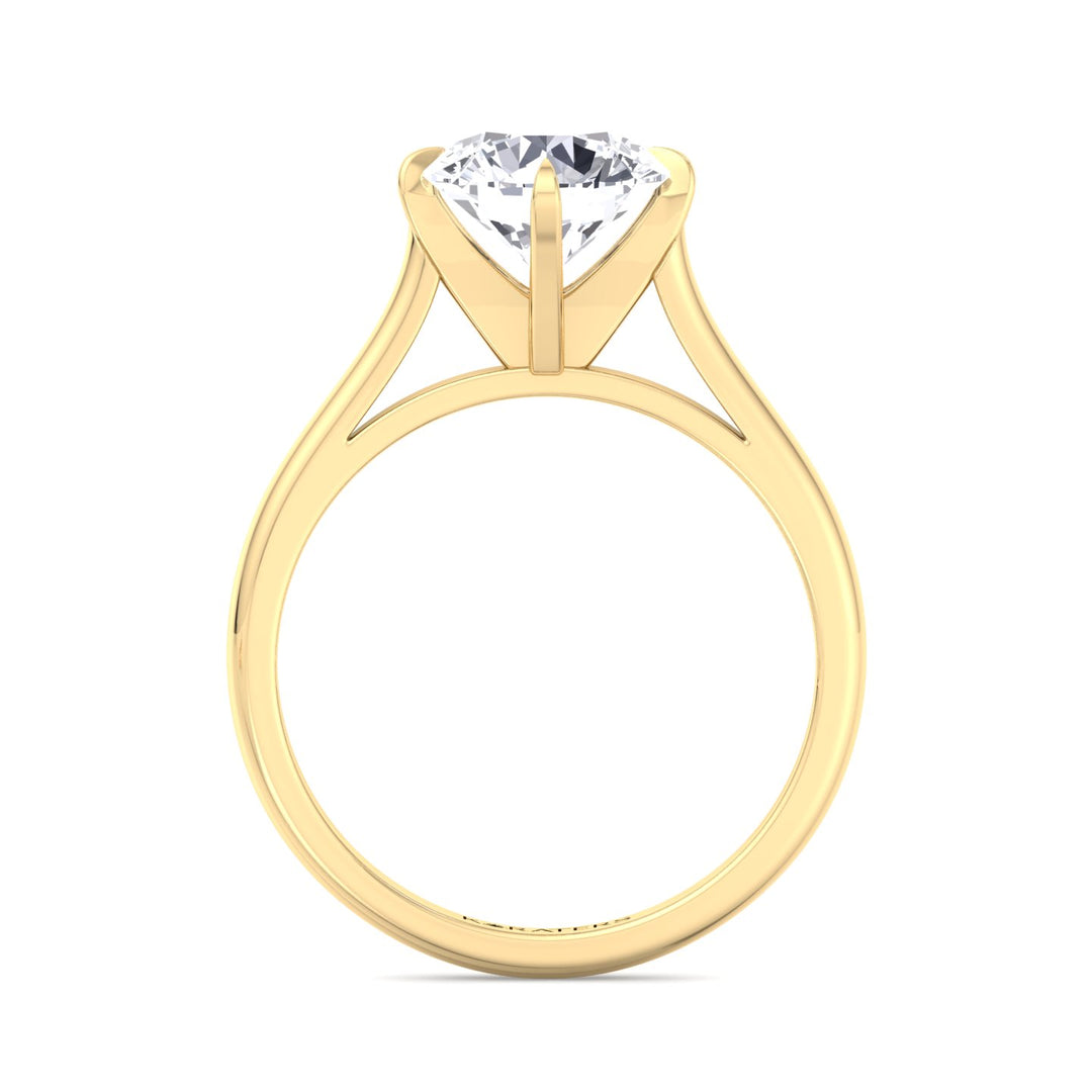 Laren - Round Solitaire Lab Diamond Engagement Ring, Yellow Gold, Profile