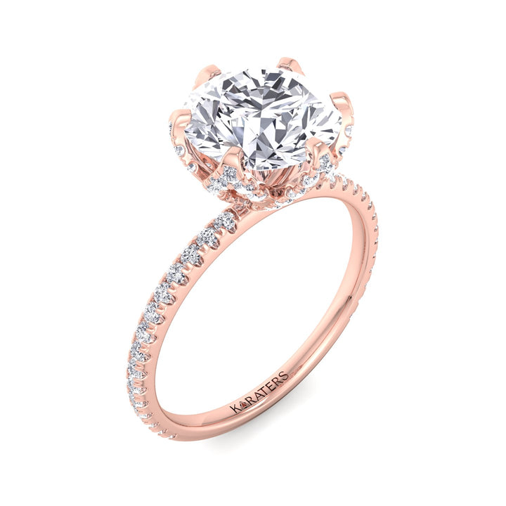 Leiden-Round Cut Halo Lab Grown Diamond Engagement Ring, Rose Gold