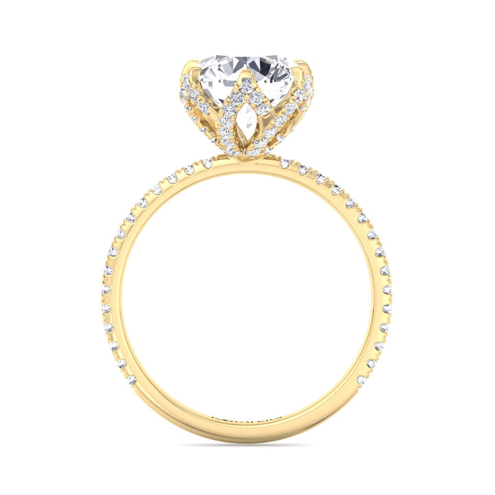 Leiden-Round Lab Grown Diamond Engagement Ring, Yellow Gold, Profile