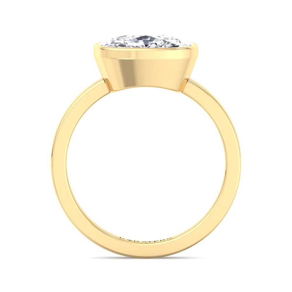 Lily-Elongated Cushion East West Lab Diamond Bezel Ring Yellow, Profile