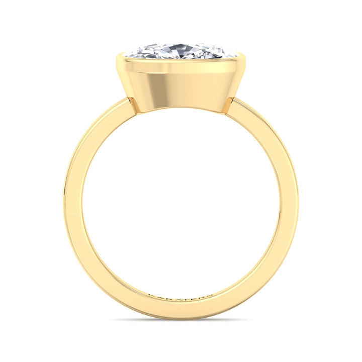 Lily-Elongated Cushion East West Lab Diamond Bezel Ring Yellow, Profile
