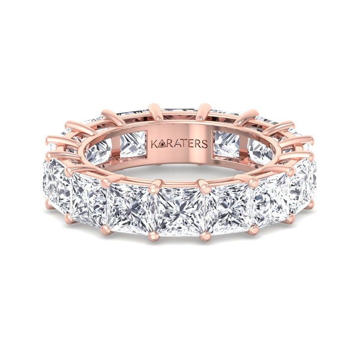 Lleida - Princess Cut Lab Rose Gold Diamond Eternity Band, Front