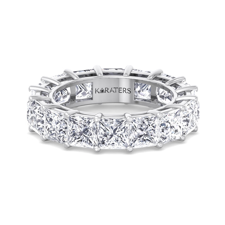 Lleida - Princess Cut Lab White Gold Diamond Eternity Band, Front