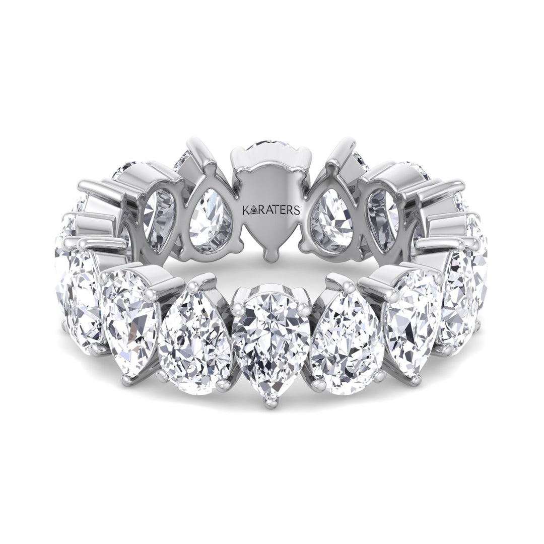 Lorca - Pear Shape Lab White Gold Diamond Eternity Band, Front