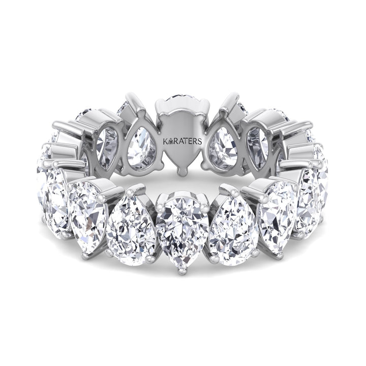 Lorca - Pear Shape Lab White Gold Diamond Eternity Band, Front