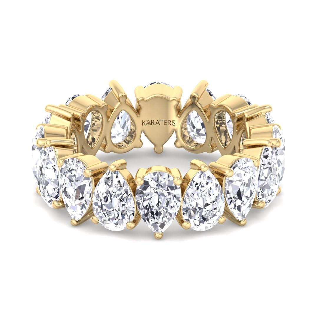 Lorca - Pear Shape Lab Yellow Gold Diamond Eternity Band, Front