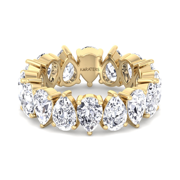Lorca - Pear Shape Lab Yellow Gold Diamond Eternity Band, Front