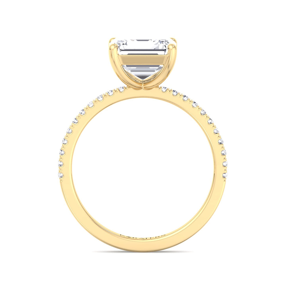 Malve - Asscher Lab Diamond Dainty Ring SideStones Yellow