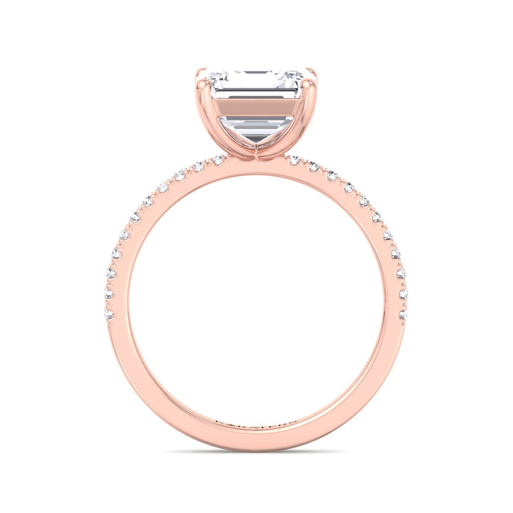 Malve - Asscher Lab Grown Diamond Dainty Ring SideStones Rose Gold