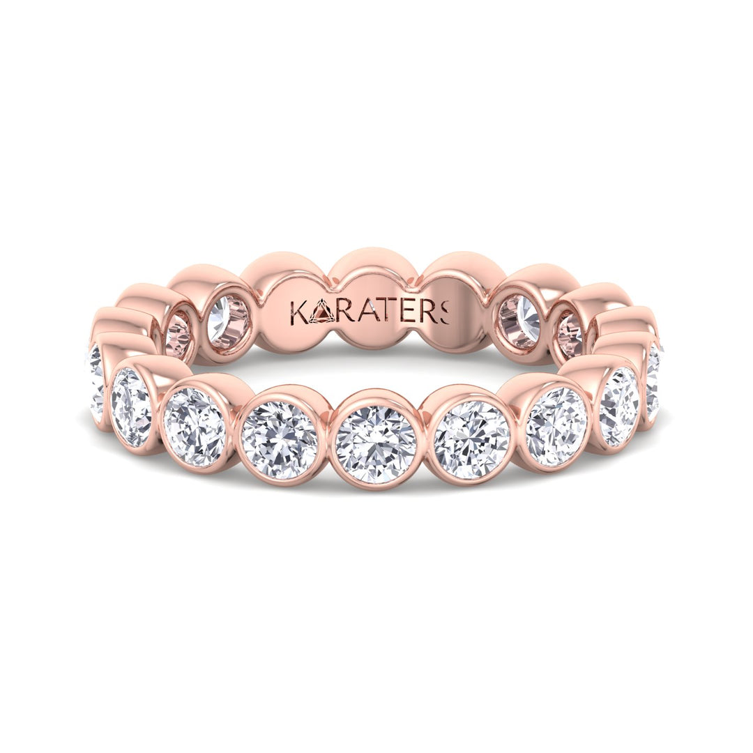 Manresa-Round Lab Rose Gold Diamond Bezel Eternity Band, Front