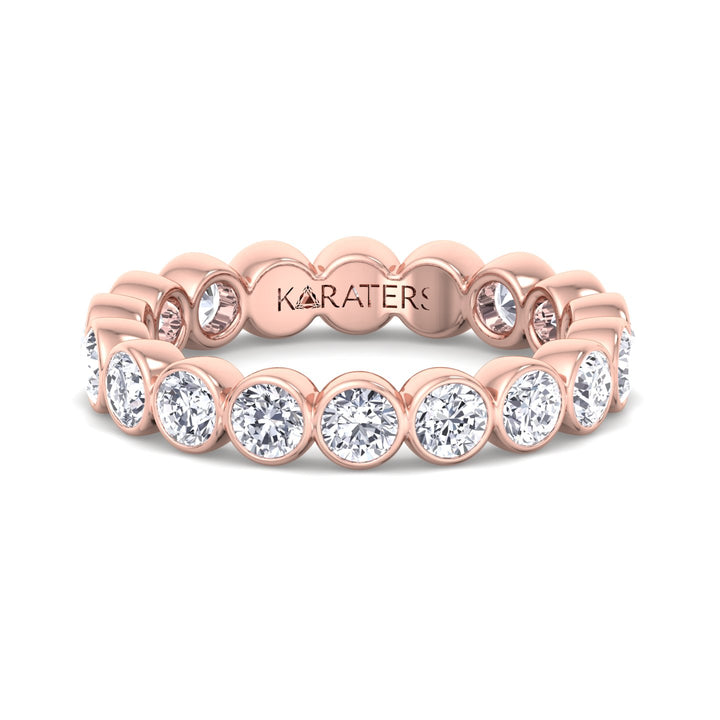 Manresa-Round Lab Rose Gold Diamond Bezel Eternity Band, Front