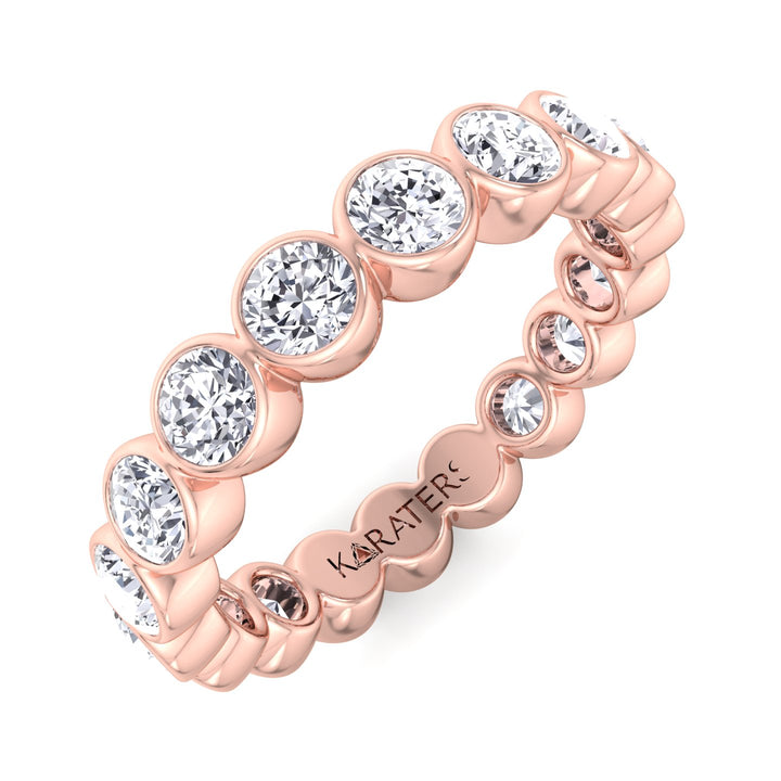 Manresa-Round Lab Rose Gold Diamond Bezel Eternity Band, Tilted