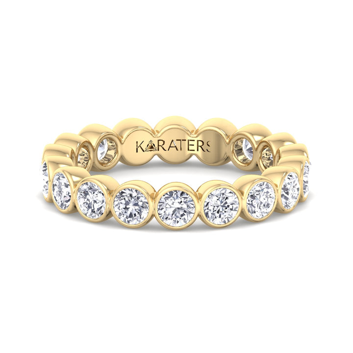 Manresa-Round Lab Yellow Gold Diamond Bezel Eternity Band, Front