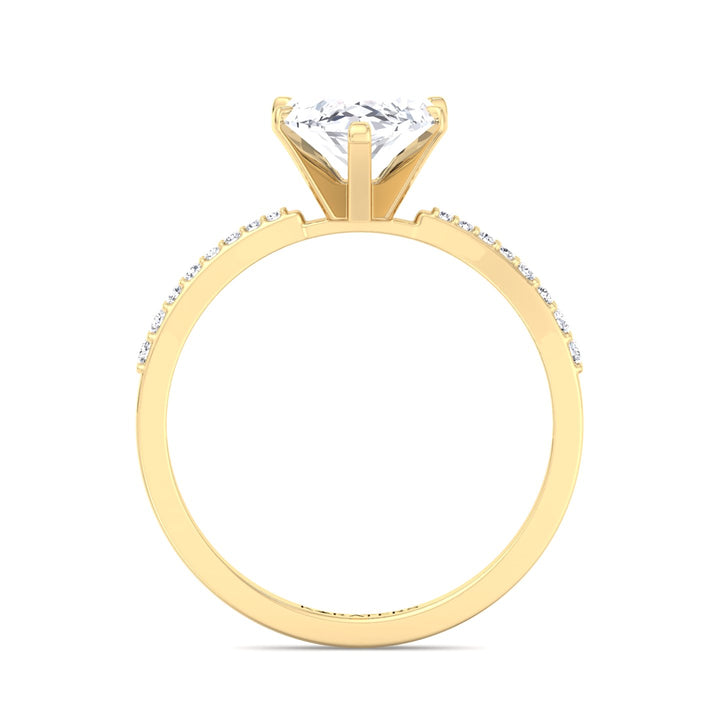 Marquise Cut Lab Diamond Engagement Ring SideStones, Yellow Gold