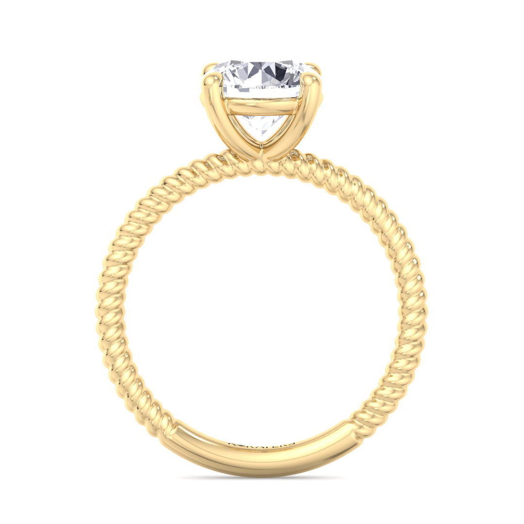 Mikalan - Round Cut Lab Diamond Solitaire Engagement Ring, Yellow Gold, Profile