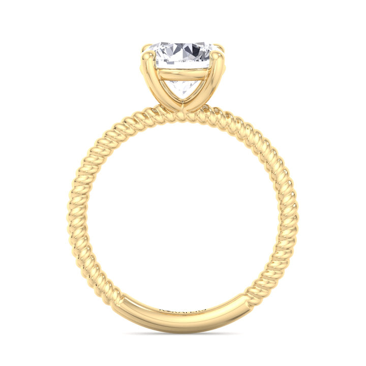 Mikalan - Round Cut Lab Diamond Solitaire Engagement Ring, Yellow Gold, Profile