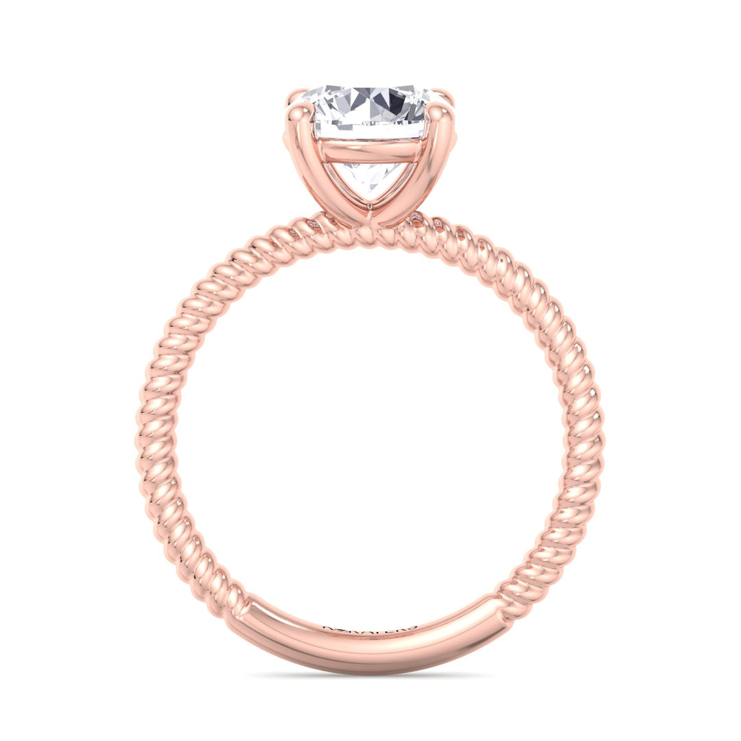 Mikalan - Twisted Band Round Lab Diamond Solitaire Ring, Rose Gold, Profile