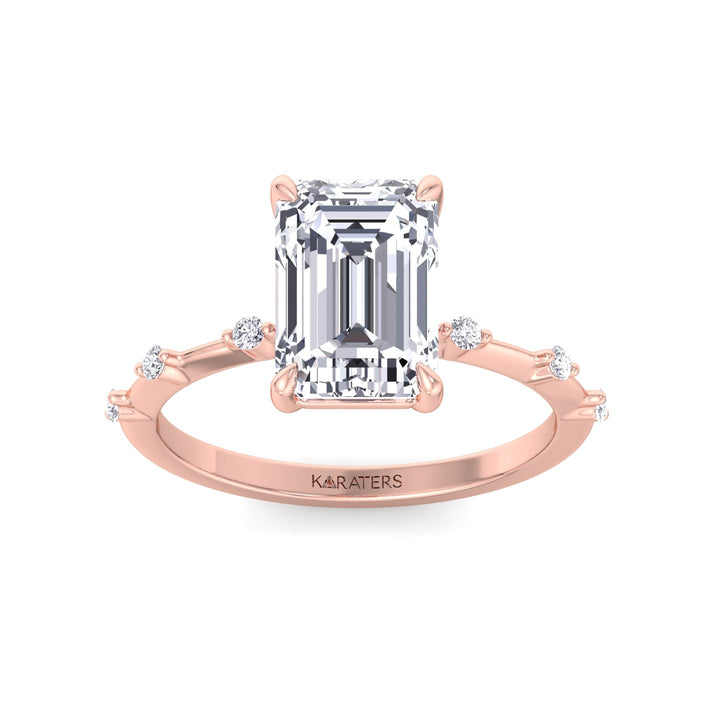 Multi-Stone Emerald Lab Diamond Ring Rose Gold
