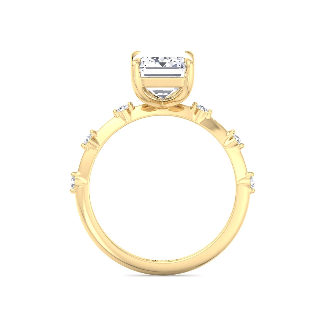 Multi-Stone Emerald Lab Diamond Ring Yellow Band