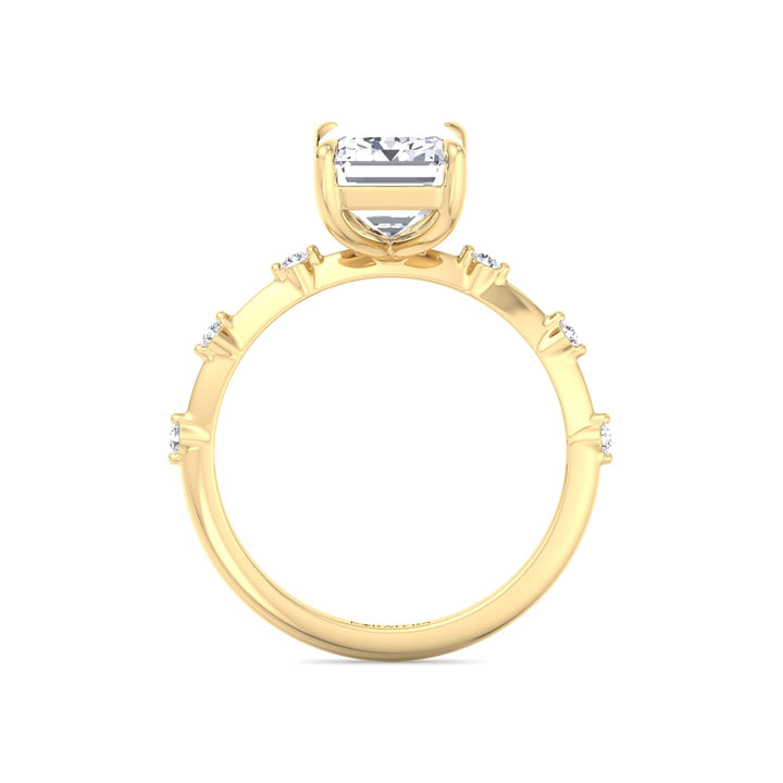 Multi-Stone Emerald Lab Diamond Ring Yellow Band