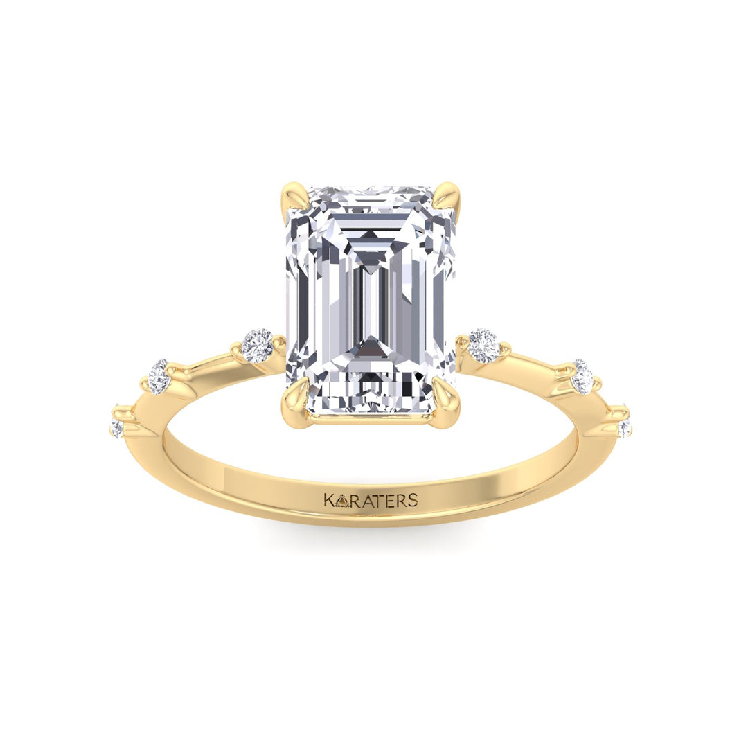 Multi-Stone Emerald Lab Diamond Ring Yellow Gold