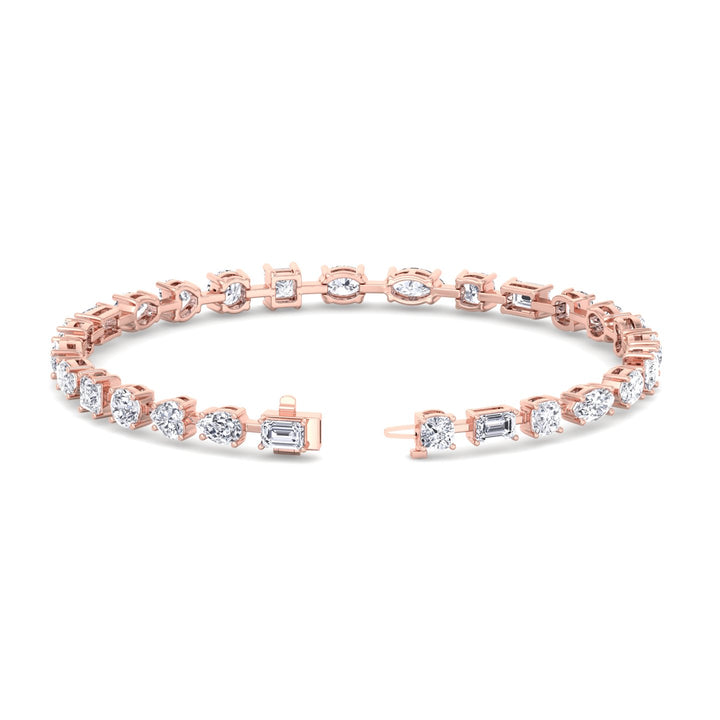 Multi Shape Combo Lab-Diamond Tennis Bracelet 14K Rose 