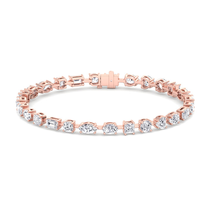 Multi Shape Combo Lab-Diamond Tennis Bracelet 14K Rose Gold