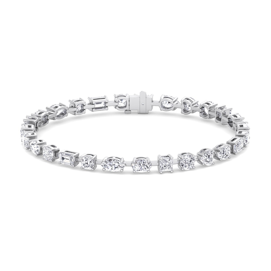 Multi Shape Combo Lab-Diamond Tennis Bracelet 14K White