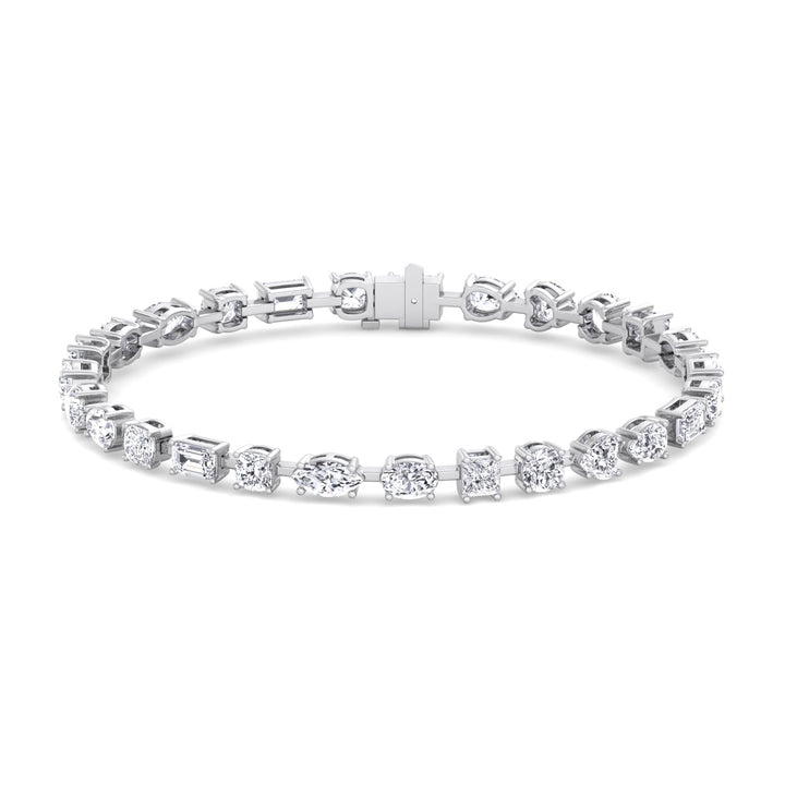 Multi Shape Combo Lab-Diamond Tennis Bracelet 14K White