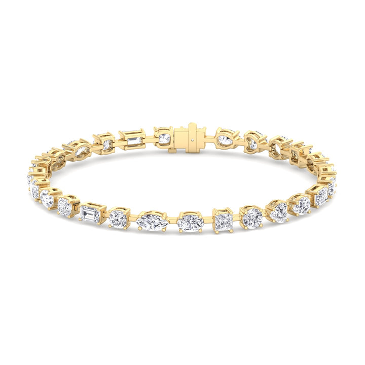 Multi Shape Combo Lab-Diamond Tennis Bracelet 14K Yellow