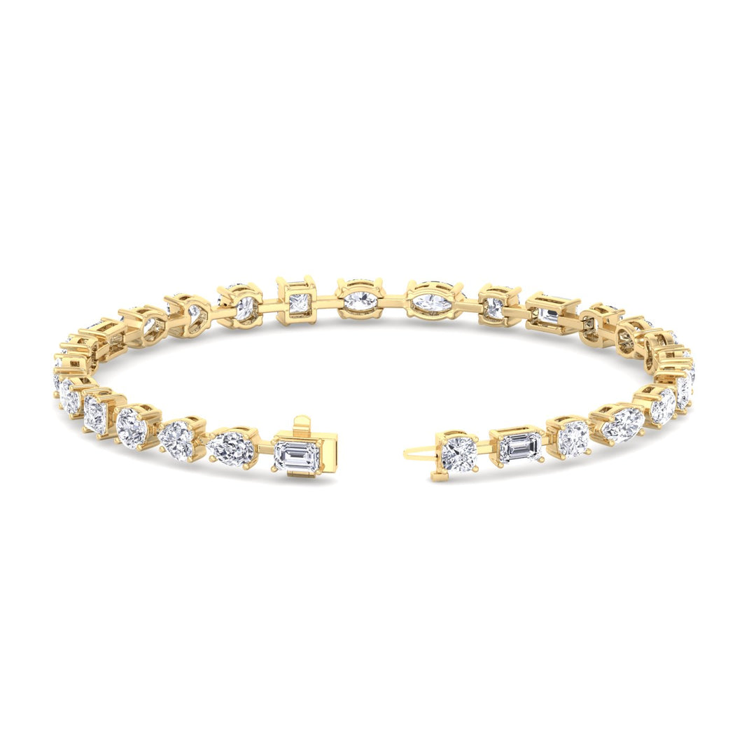 Multi Shape Combo Lab-Diamond Tennis Bracelet 14K Yellow Gold