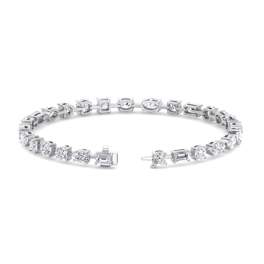 Multi Shape Combo Lab Diamond Tennis Bracelet White Gold