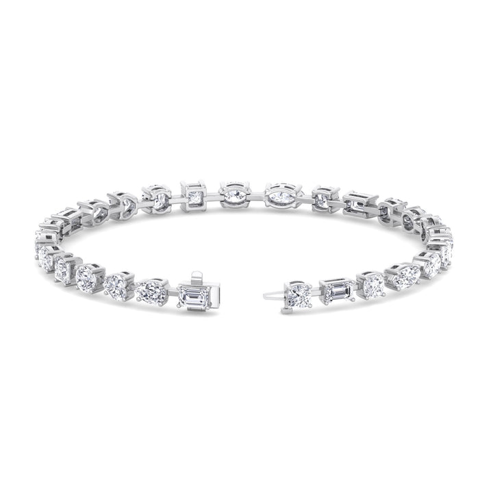 Multi Shape Combo Lab Diamond Tennis Bracelet White Gold