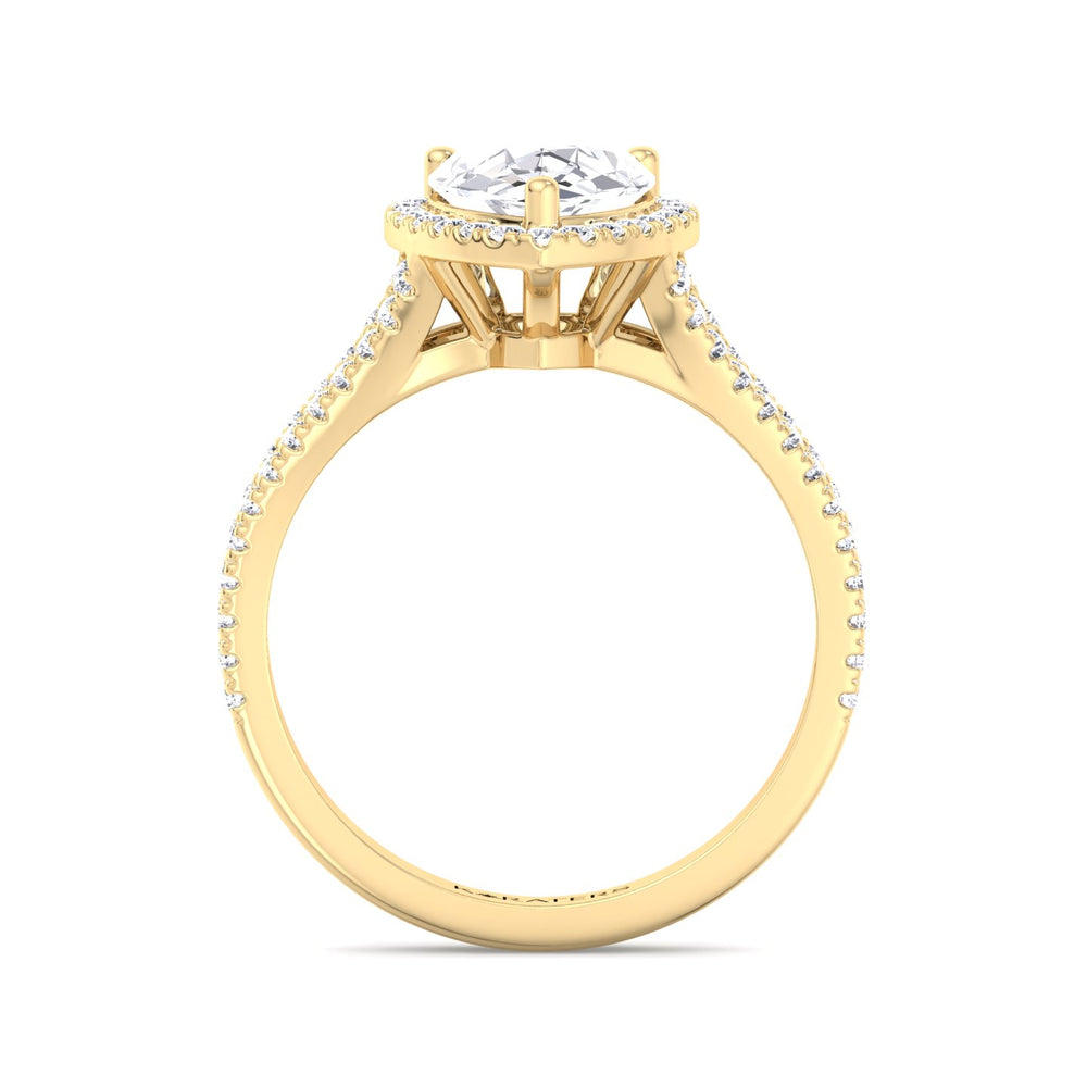 Naranja-Pear Shaped Cut Yellow GOld Lab Grown Diamond Engagement Ring, Profile