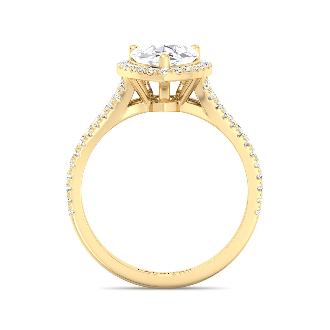 Naranja-Pear Shaped Cut Yellow GOld Lab Grown Diamond Engagement Ring, Profile