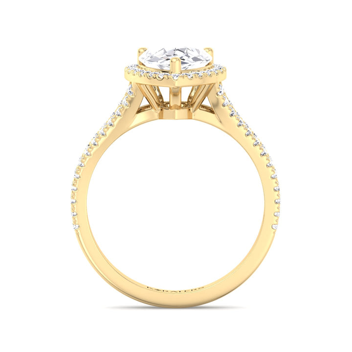 Naranja-Pear Shaped Cut Yellow GOld Lab Grown Diamond Engagement Ring, Profile