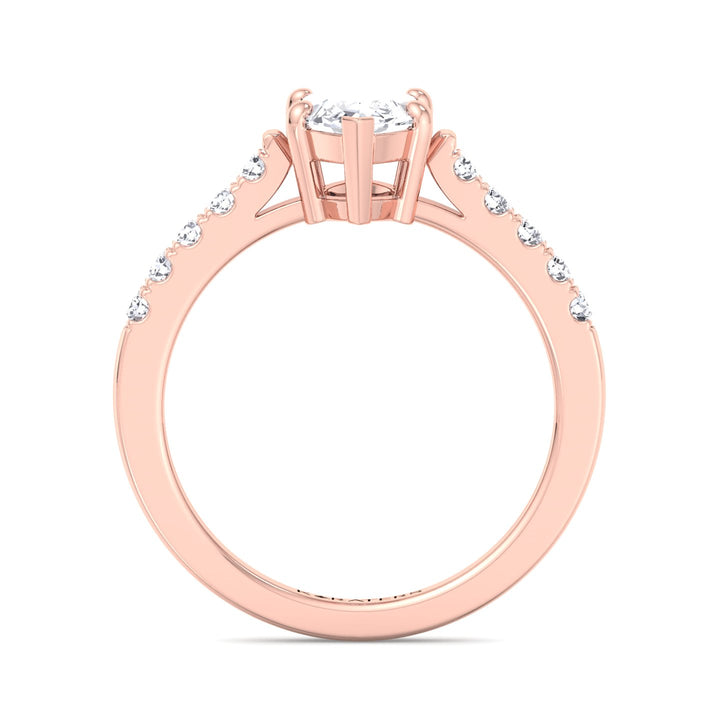 Nelke-6 Prong Marquise Cut Lab Rose  Gold Diamond Engagement Ring, Profile