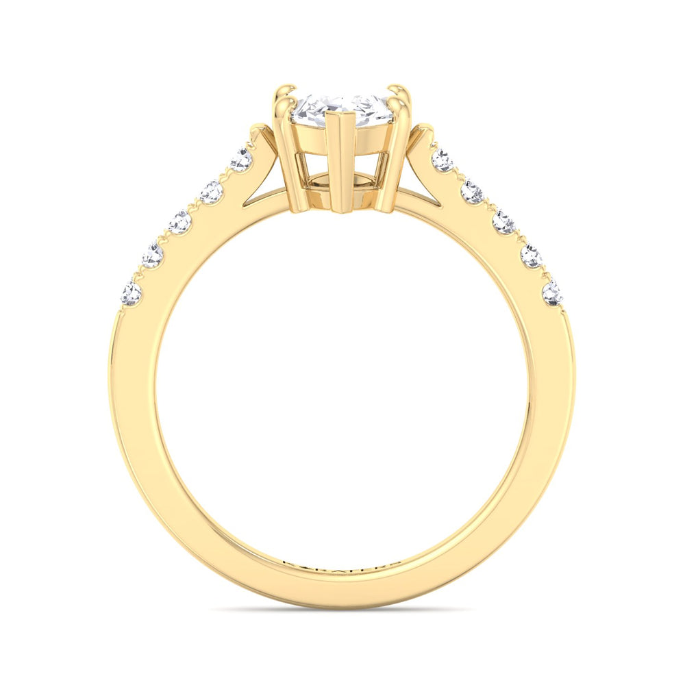 Nelke-6 Prong Marquise Cut Lab Yellow Gold Diamond Ring, Profile
