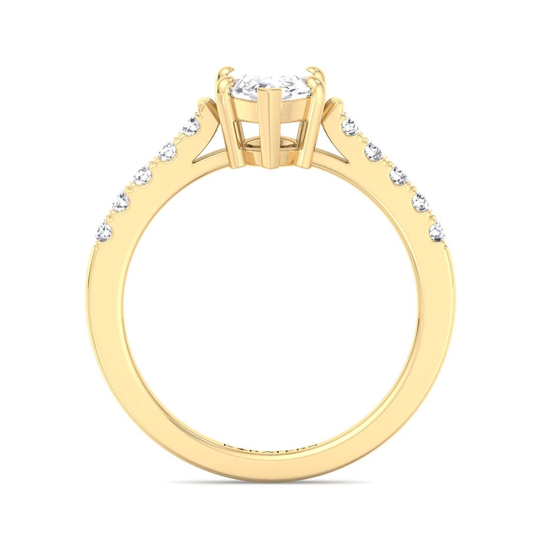 Nelke-6 Prong Marquise Cut Lab Yellow Gold Diamond Ring, Profile