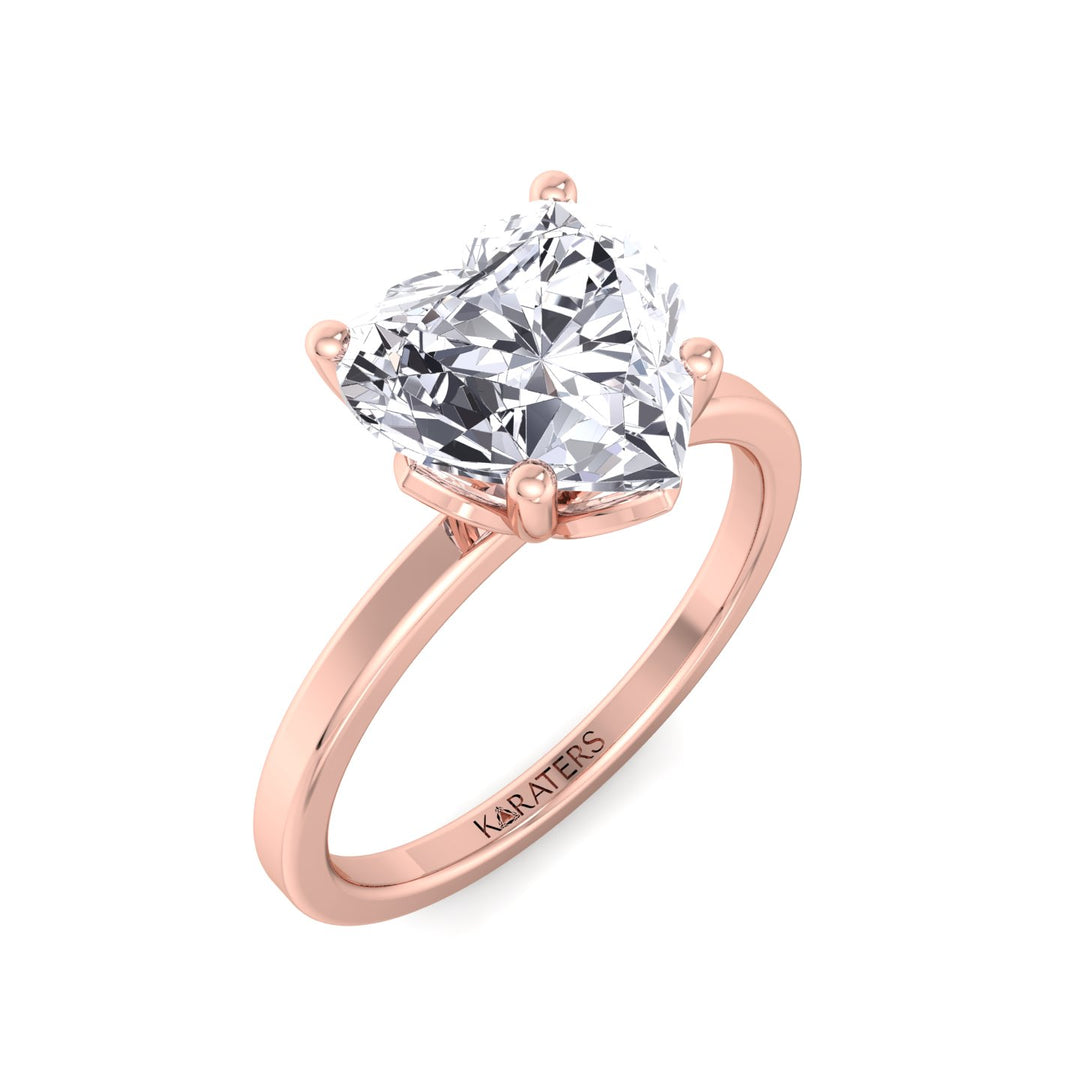 Orchid - Heart Shaped Solitaire Lab Diamond Ring Rose Gold