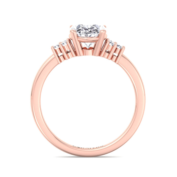 Oval-Cut Lab Diamond & Emerald Engagement Ring in Rose Gold