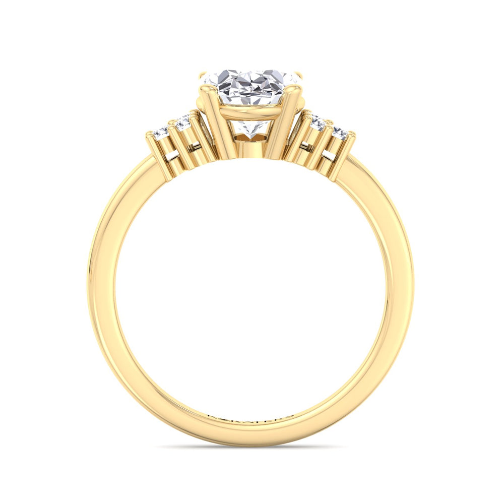Oval-Cut Lab Diamond & Emerald Engagement Ring in Yellow Gold