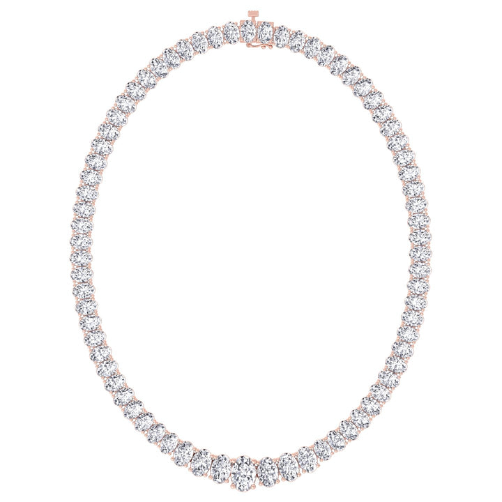Oval Cut Graduated Lab Grown Necklace 14K Rose
